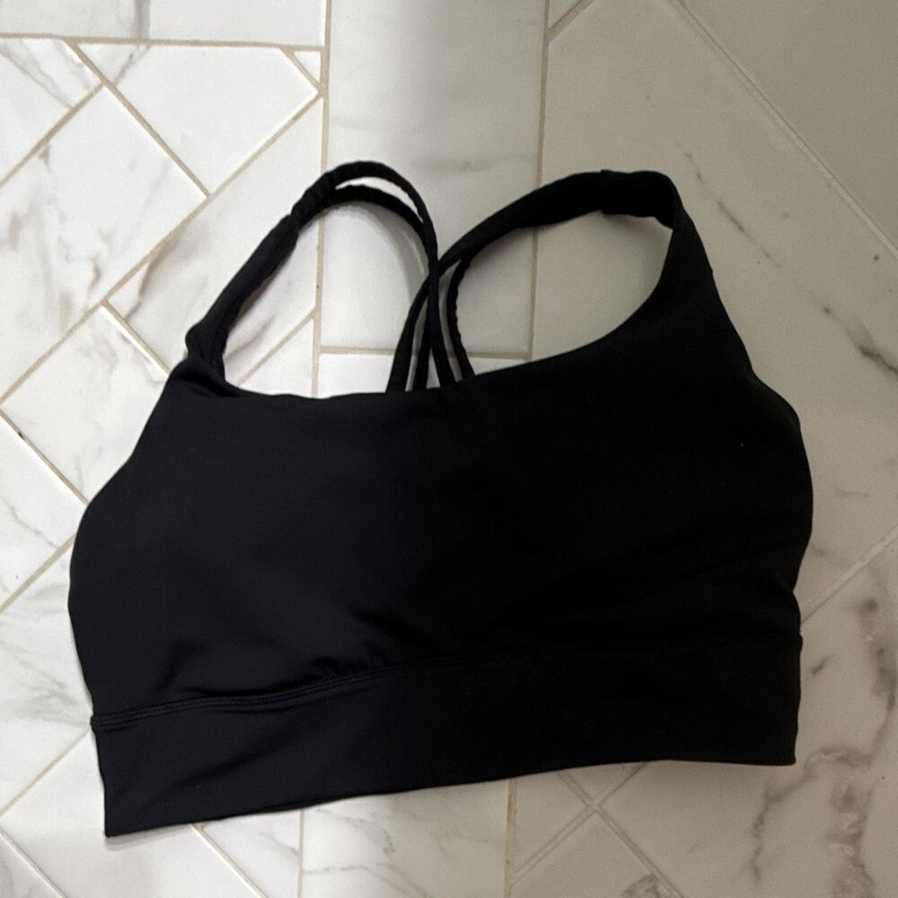 Lululemon Women's Sports Bra Size Large Black Strappy Cross Back Athletic